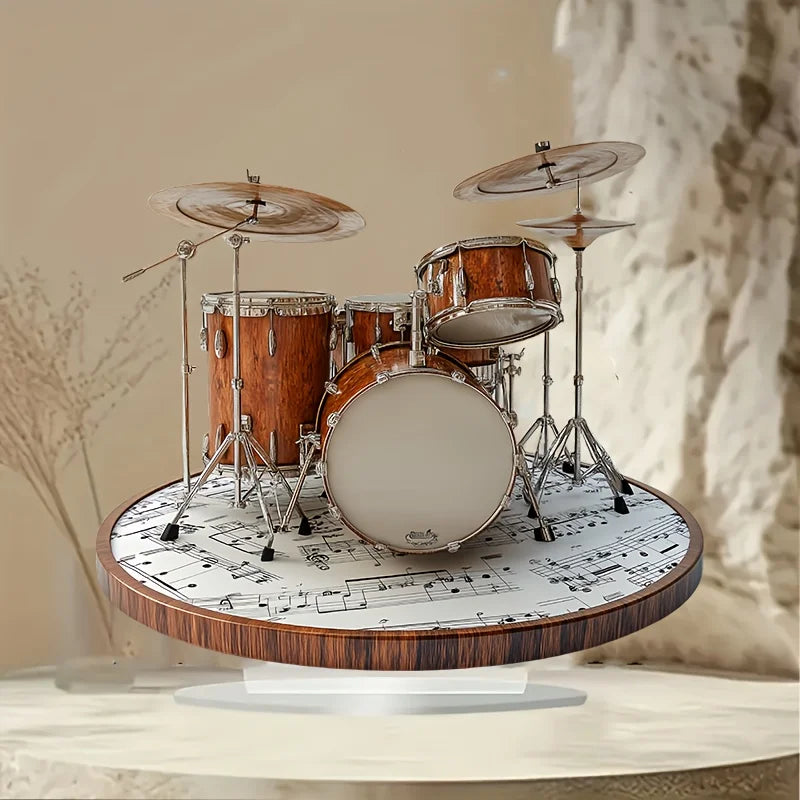 ensemble tambours 2d texture bois marron clair blanc motifs musicaux décoration chambre salon