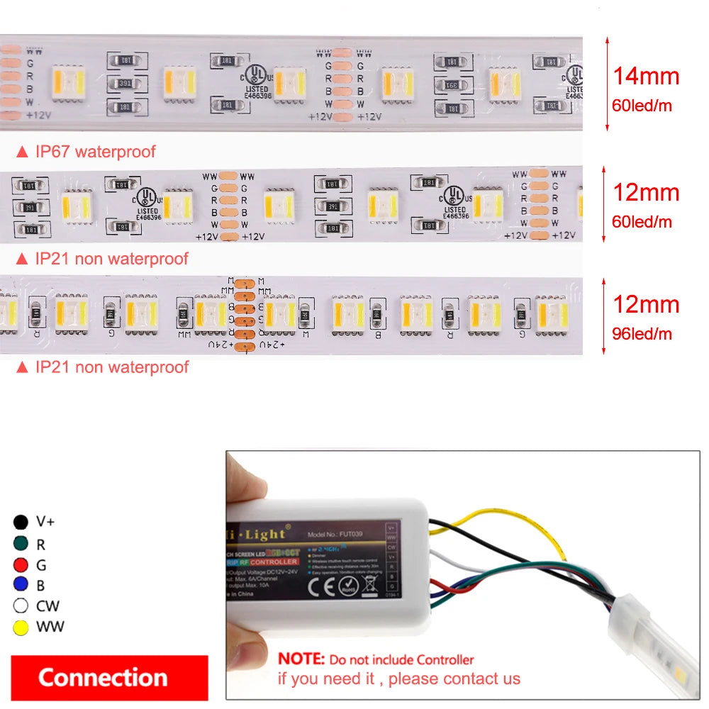 ruban led flexible rgb blanc chaud ip65 60leds adhésif moderne étanche 5m
