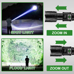 lampe torche rechargeable led puissante zoom camping pêche exploration résistante étanche multifonctionnelle