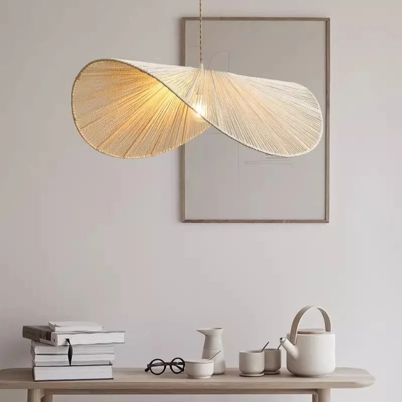 suspension lumineuse moderne rotin naturel cuisine salon scandinave lumière chaîne métallique