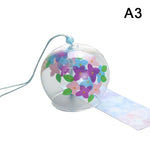 cloche vent transparente traditionnelle japonaise rose vert jaune bleu clair motifs floraux