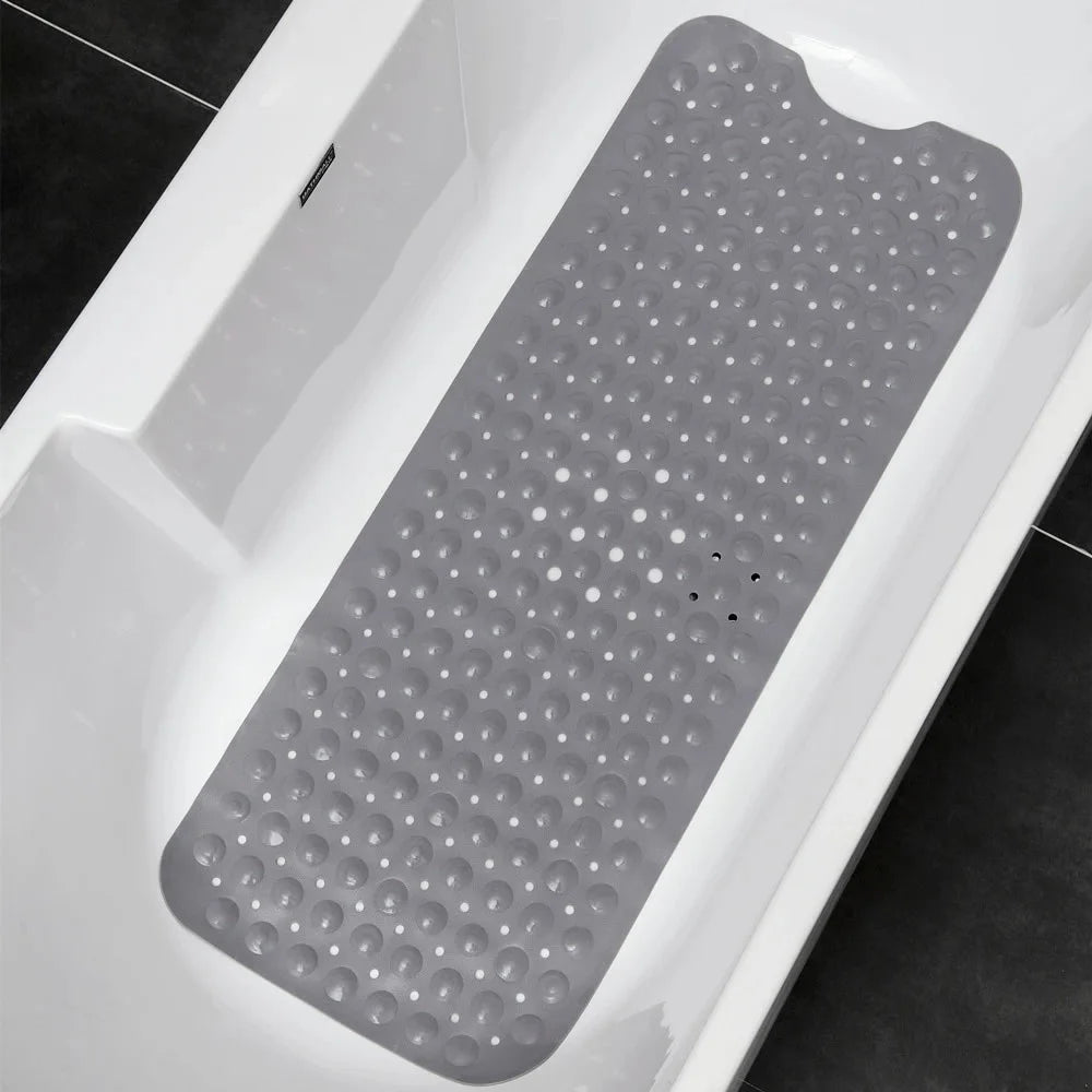 tapis bain antidérapant 40x100cm bleu clair rose pâle blanc noir moderne perforations adhésif salle