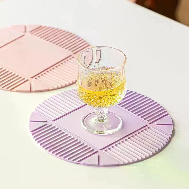 tapis cuisine coussin table violet rose vert clair rayures horizontales moderne silicone antidérapant pliable