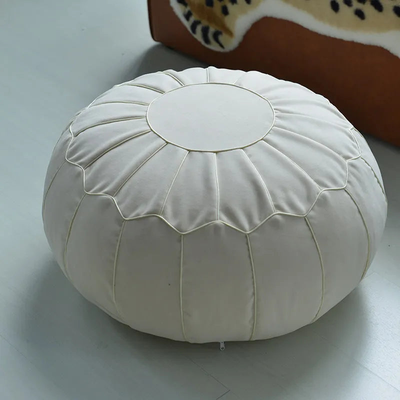 pouf rond décoratif polyester coton couleur vert blanc bleu marine rose orange moderne ethnique