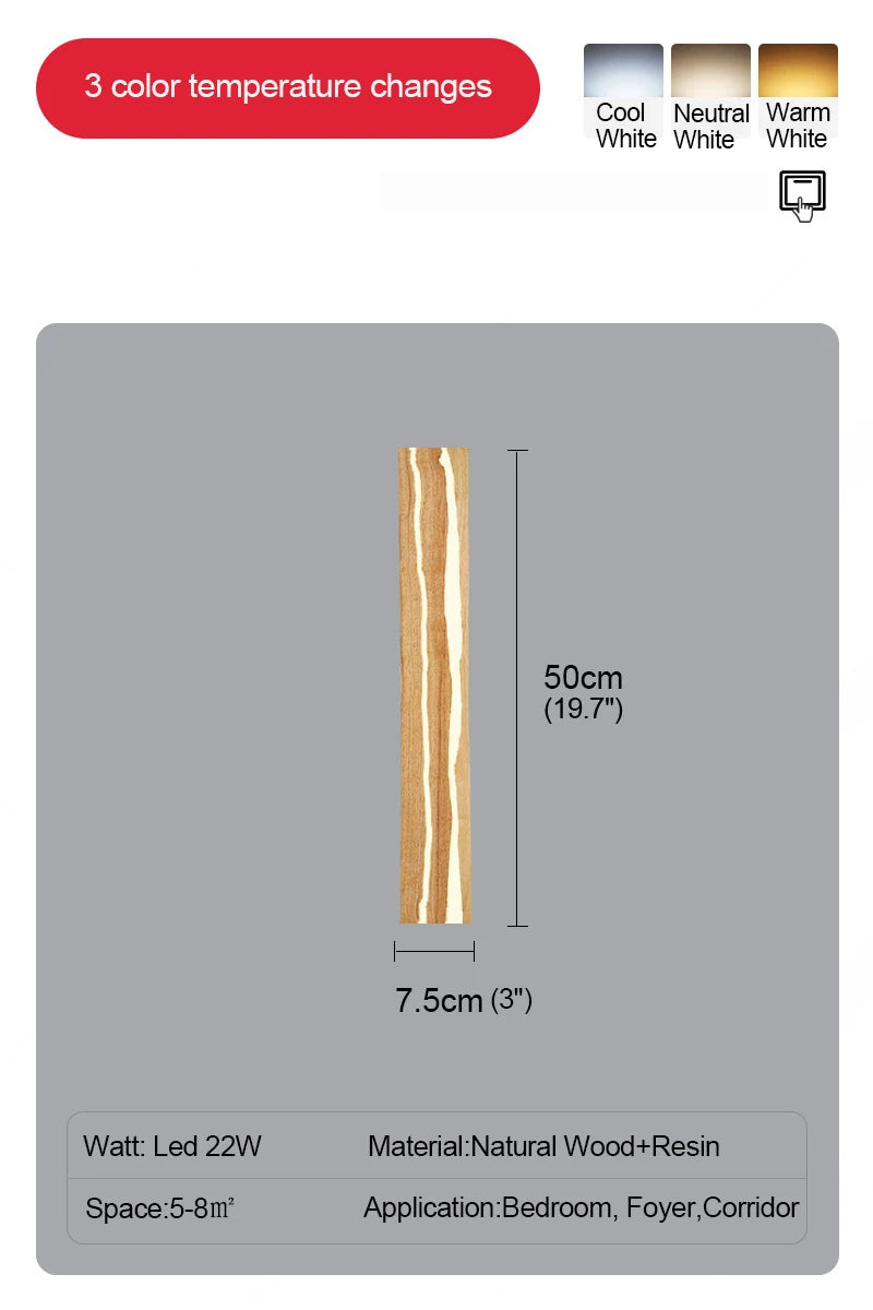 applique murale moderne bois doré ondulé fixée mur lumière blanc chaud