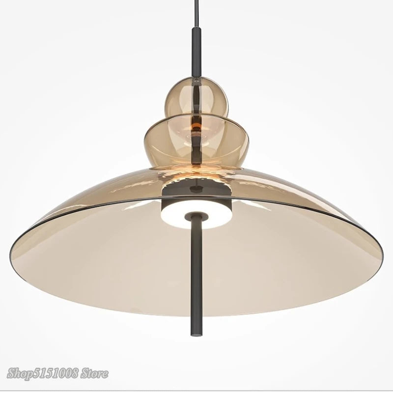 suspension lumineuse moderne transparente noir minimaliste led pendentif simple salle manger cuisine bar restaurant