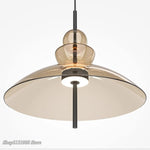suspension lumineuse moderne transparente noir minimaliste led pendentif simple salle manger cuisine bar restaurant