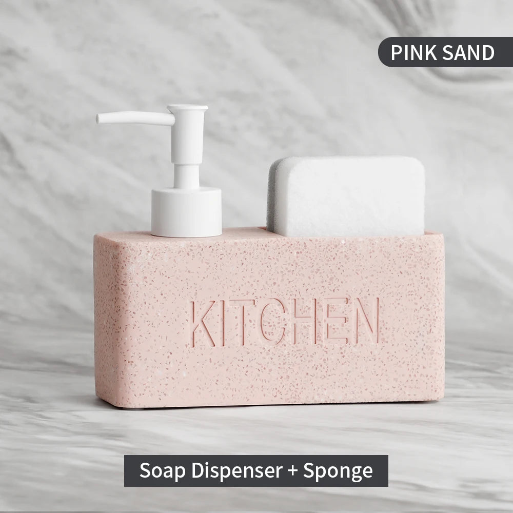 distributeur savon liquide gant cuisine marbré granité moderne noir blanc