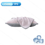 coussin moderne bleu clair gris texture géométrique coton polyester rafraîchissant respirant confort maternité