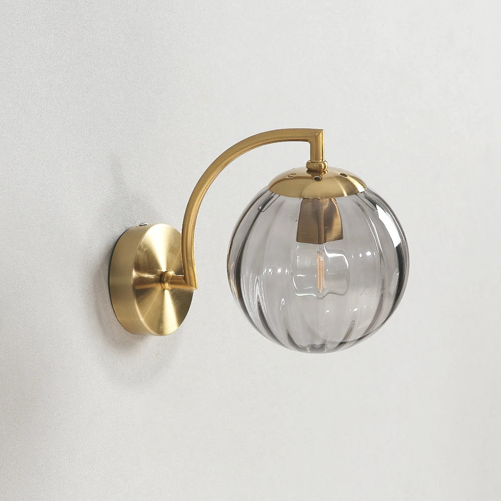 lampe murale moderne or métallique verre transparent strié cuisine chambre coucher salle manger