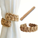 anneaux rideau tissés main texture tordue artisanal beigeclair decoration intérieure bohème rustique fixations rideau