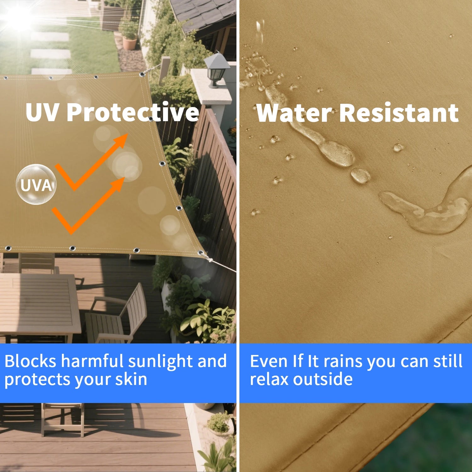 Protection solaire anti-UV bleue au-dessus d'une piscine
