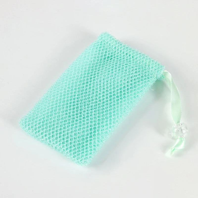 sac savon blanc rose maille fine ruban simple pratique douche