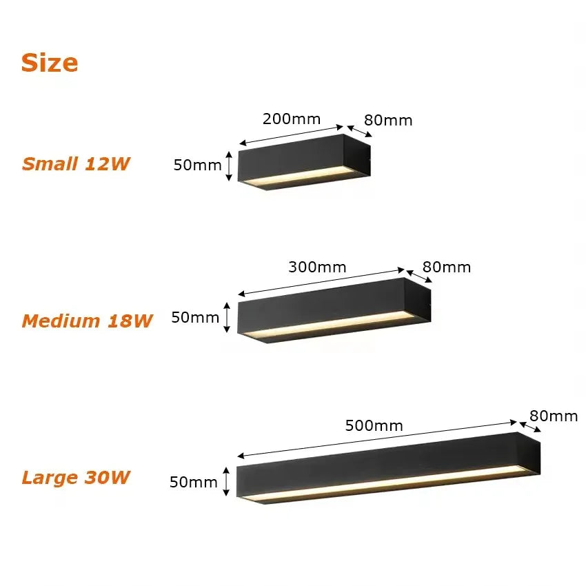 lampes murales led rectangulaires modernes blanc noir ip65 18w 30w étanches contemporaines minimalistes