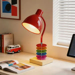 lampe table spirale colorée moderne chambre coucher enfant décoration LED rouge contemporaine