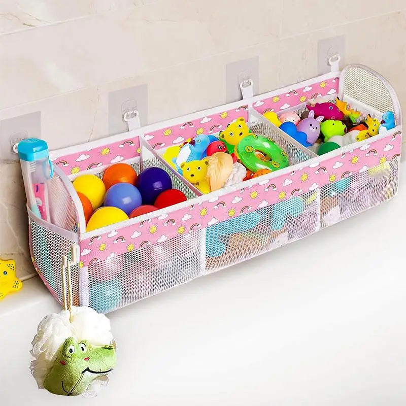 Sac rangement bain blanc nuages arc ciel clips adhésifs réutilisable moderne jouets bouteilles