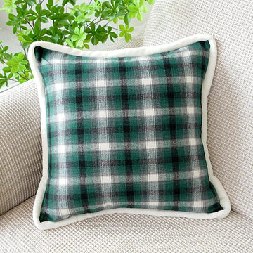 taies d'oreiller patchwork carreaux écossais moderne vert foncé blanc maison adhésif coussin polyester respectueux
