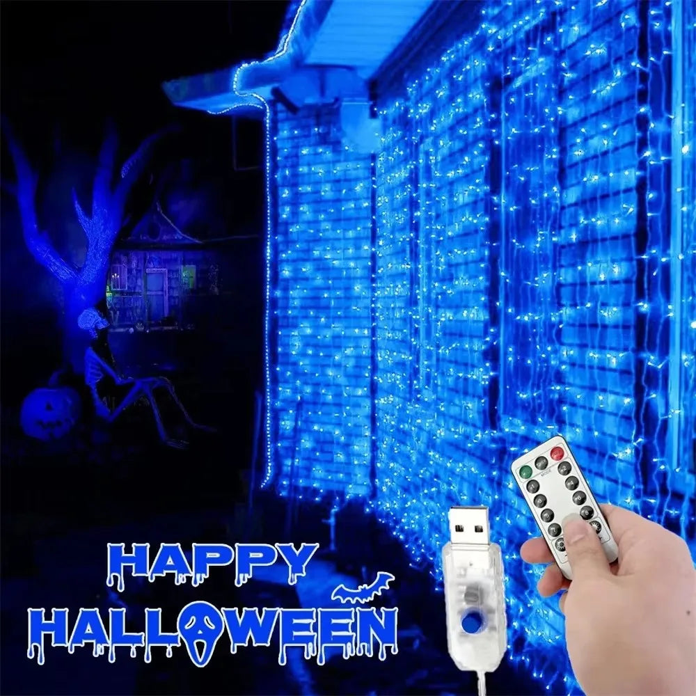 guirlande lumineuse led usb rideau décoration noël mariage chambre télécommande multicolore blanc bleu moderne