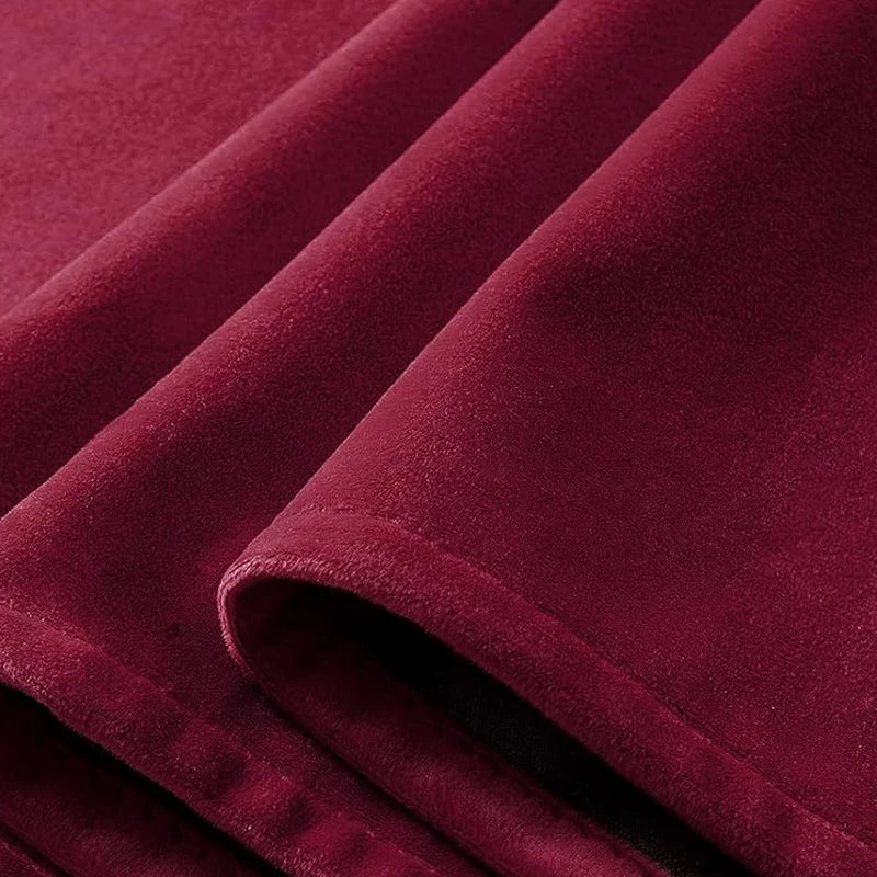 rideau velours polyester rouge bordeaux solide moderne fenetre opaques maison