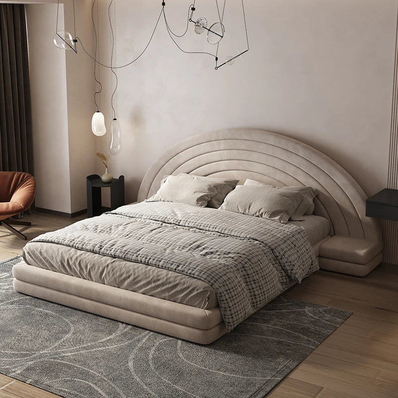 lit double bois chanvre moderne 150cm 180cm carré minimaliste chambre coucher
