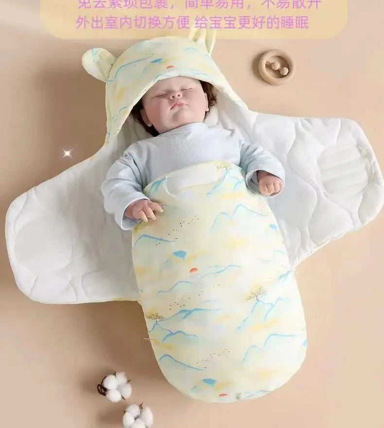 Sac couchage bébé fleurs animaux coton doux blanc rose pâle vert clair zip confortable