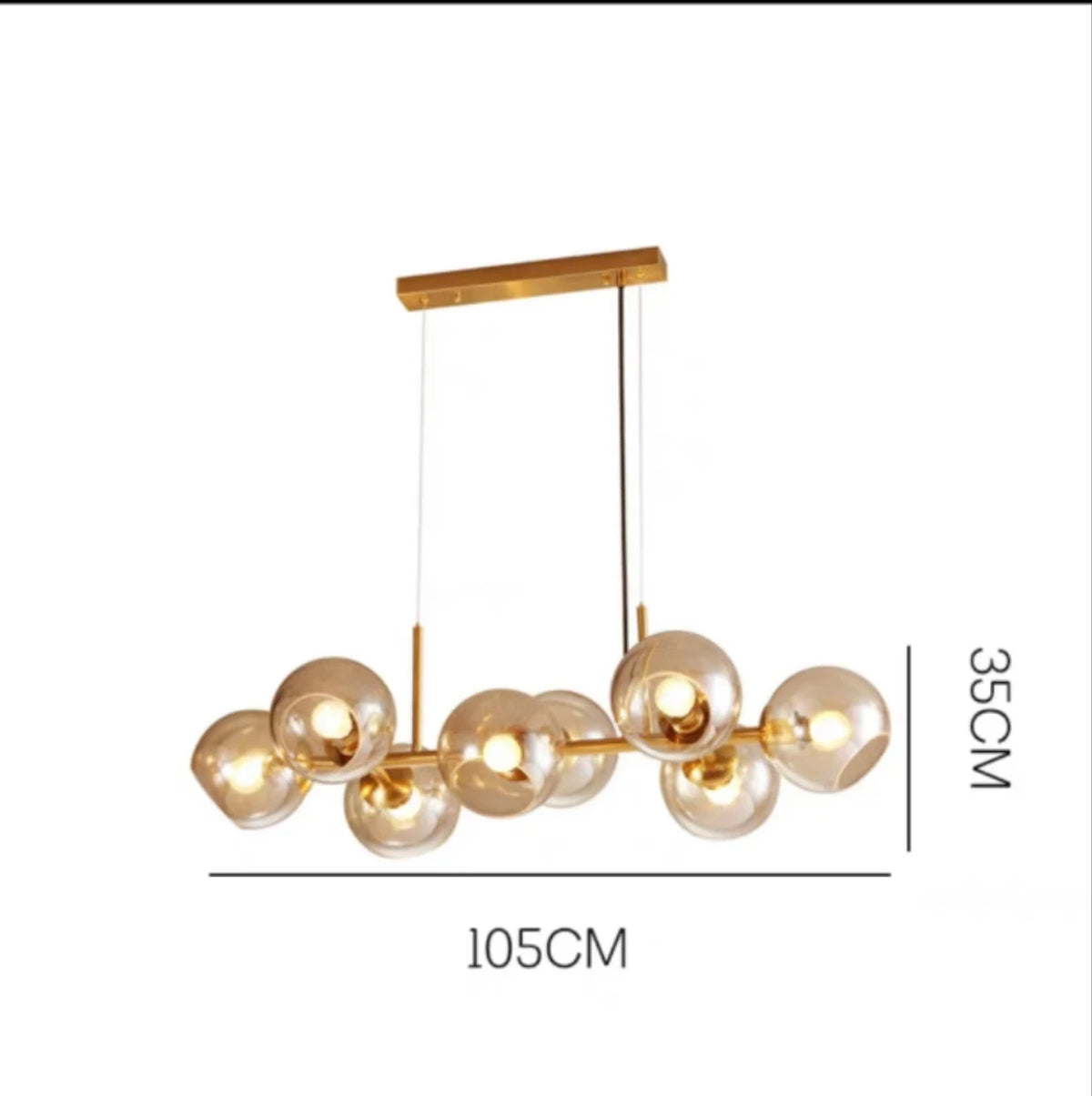 Suspension lumineuse or noir sphères transparentes moderne ampoules led