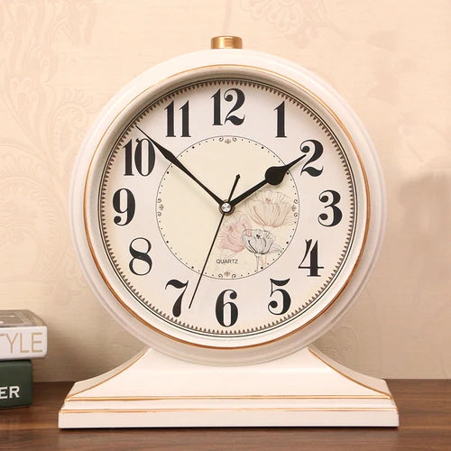 horloge table bois marron vintage aiguille quartz circulaire simple
