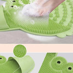 brosse bain moderne bleu vert grenouille adhésif bristles pointus pratique