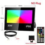 projecteur led rgb ip66 étanche extérieur télécommande réglage luminosité noir moderne