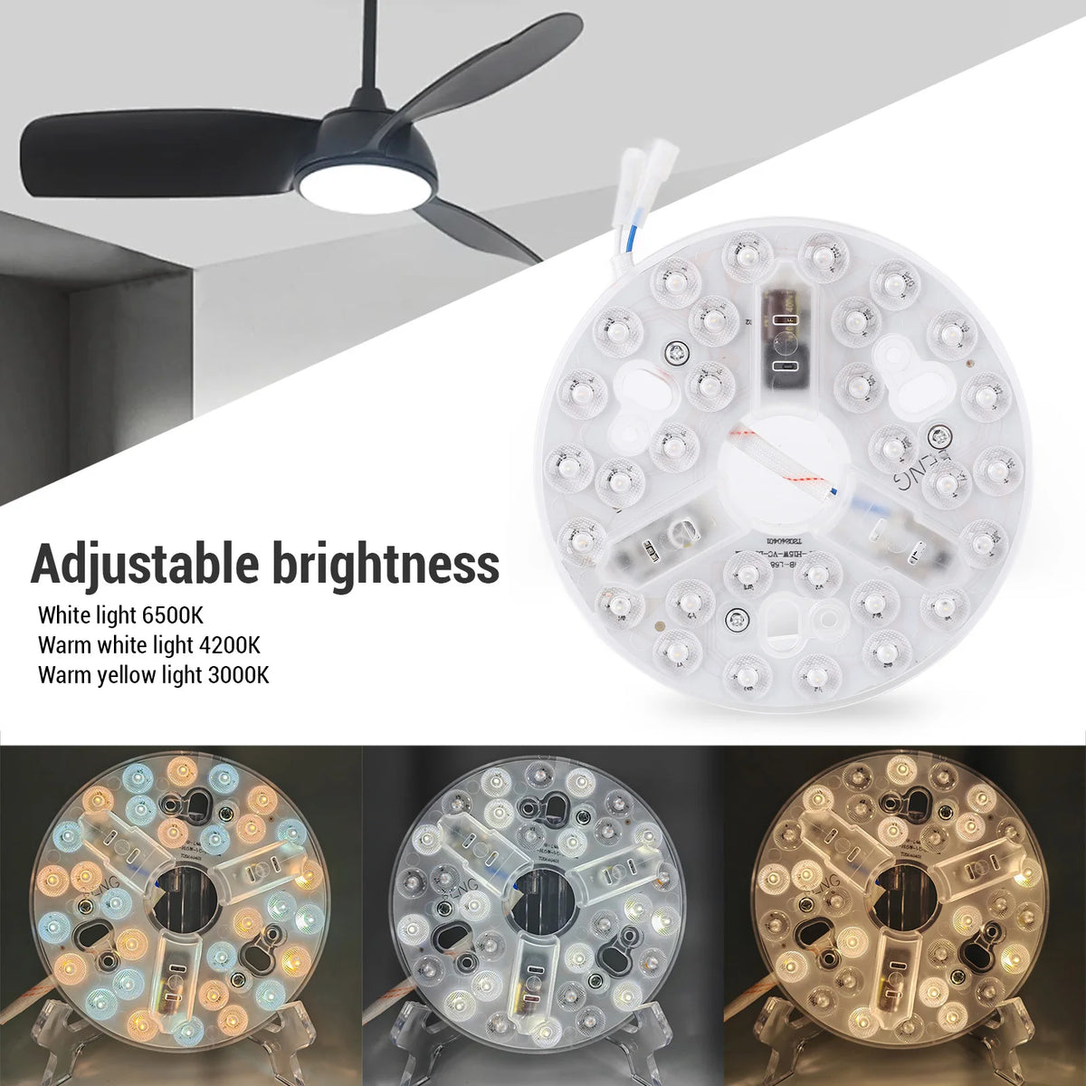 lampe led moderne blanc diodes 15w interrupteur 3000k 4200k 6500k fonction mémoire