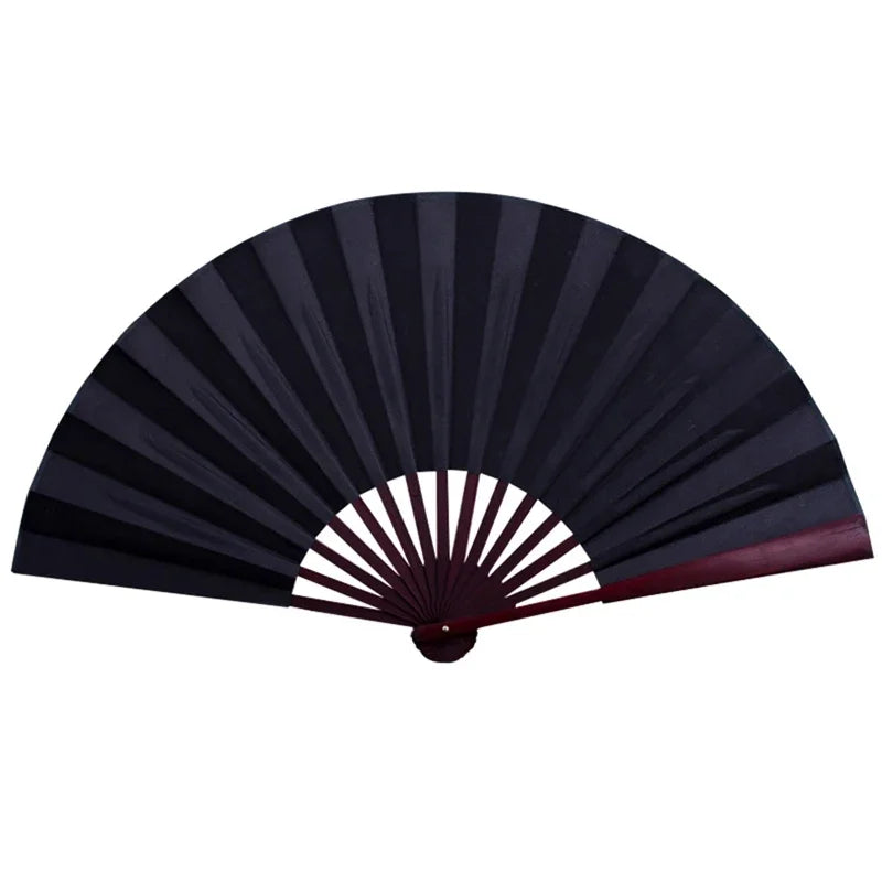éventail pliant bambou soie rayures classique 13 pouces beige rouge noir blanc jaune