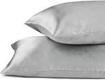 taies d'oreiller soie imprimées gris métallisé satinées contemporaines opaques glissière 60 fils cm