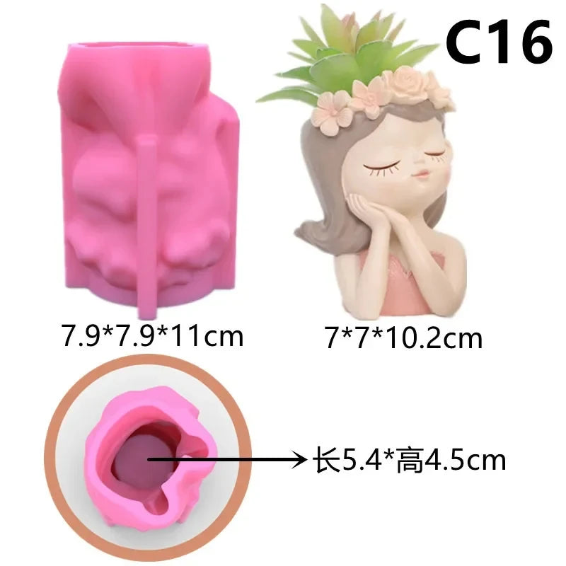 pots fleurs silicone forme femme couronne fleurs blanches plantes succulentes bohème décoration maison blanc