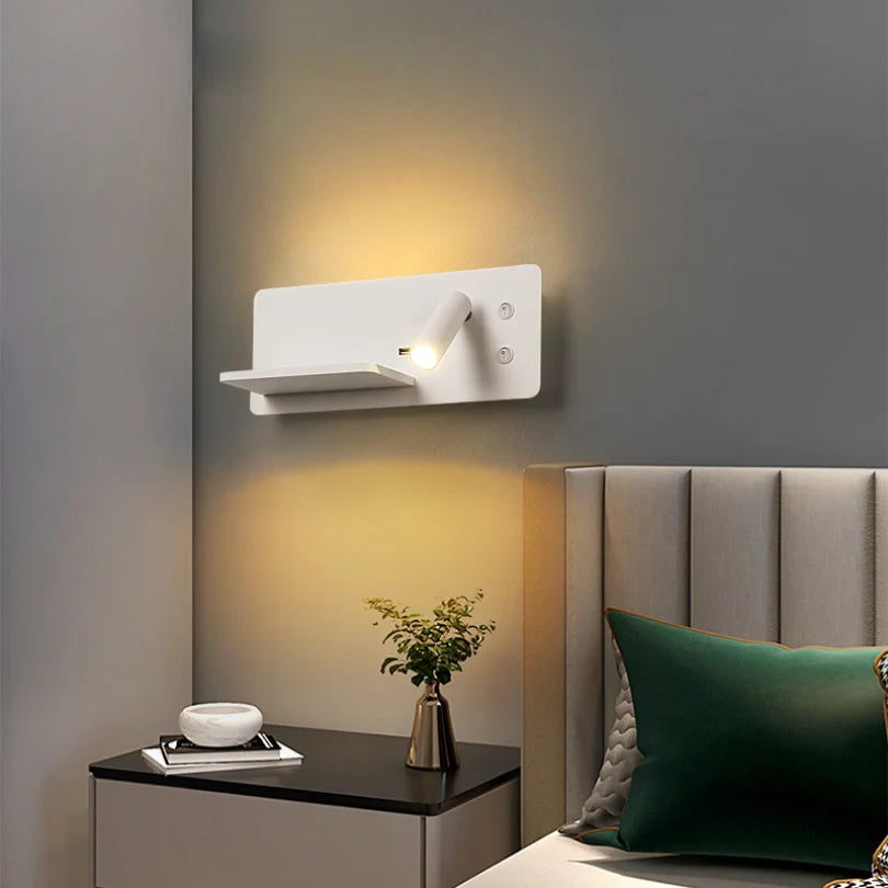 applique murale led moderne recharge sans fil étagère orientable chambre coucher minimaliste blanc noir