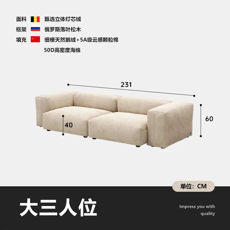 canapé modulable moderne beige clair rayures horizontales convertible cause cœur lit salon
