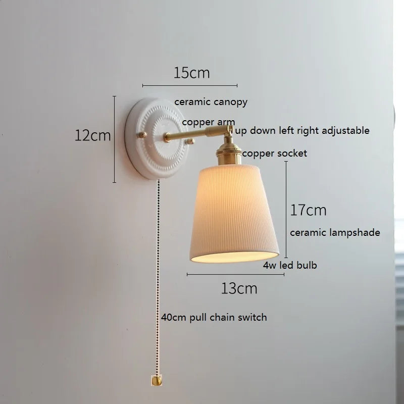 lampe murale moderne blanc doré interrupteur chaîne coquille motif lune soleil chambre cuisine