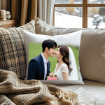 housse coussin personnalisable moderne motif photo blanc polyester lisse opaque lit chambre decoration