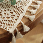 placemats coton brodés motifs floraux franges bohèmes crème maison restaurant