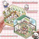 stickers 3d maison poupées animées rose blanc vert décoration enfant crafting mignon detalles adhesifs