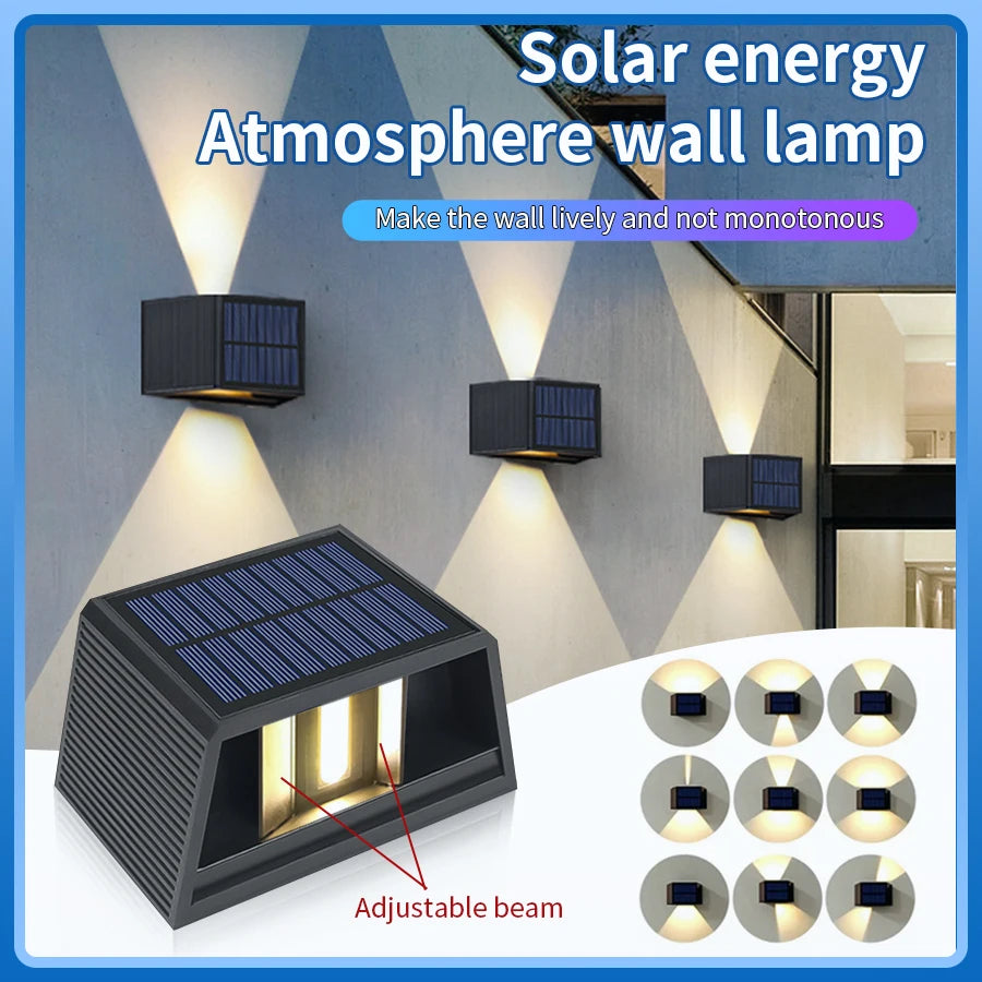 lampe murale solaire contemporaine noire rayures horizontales étanche ip65 led autoinstallationextérieur jardin balcon