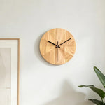 horloge murale bois naturel motif géométrique moderne aiguille quartz circulaire salon décoration unique opacité