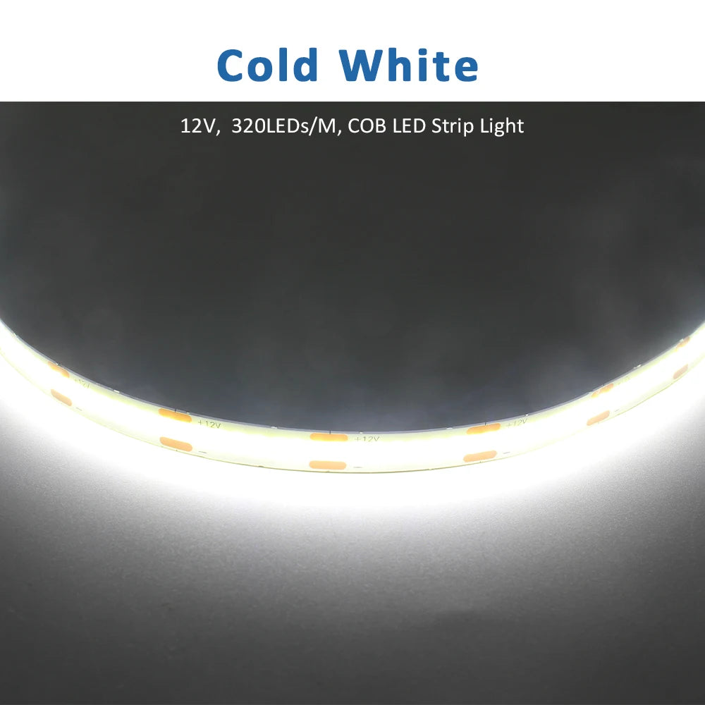 ruban led coB 5m 12v blanc chaud froid rouge vert bleu clips modernes