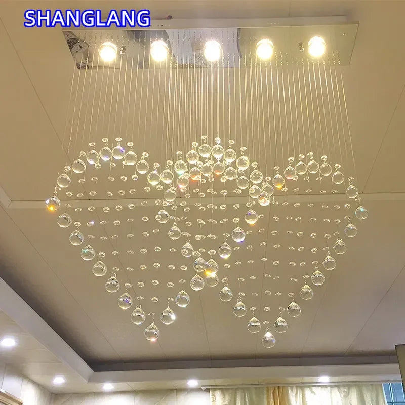 suspension lumineuse moderne coeur transparente salle manger chambre lumière chaude 3000K