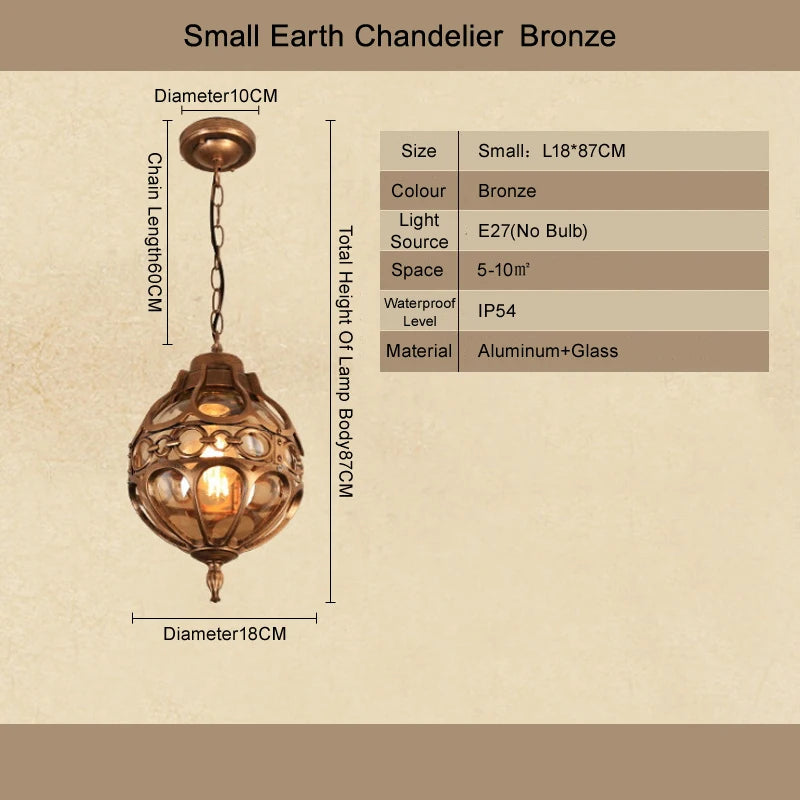 Lampe suspendue artisanale bronze noir ornements géométriques transparente vintage chambre salon