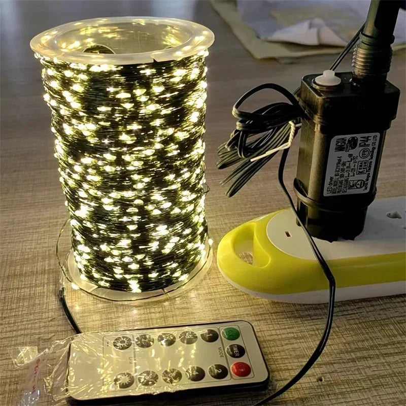 guirlande lumineuse led vert blanc télécommande adaptateur mural moderne noël vacances salon