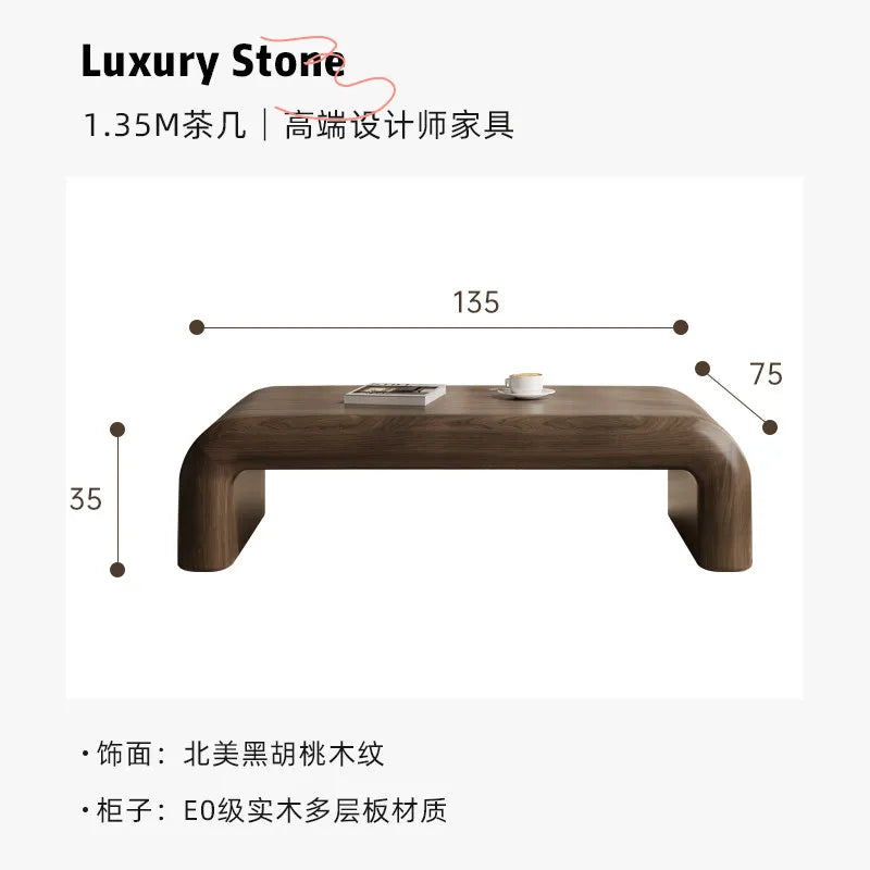 table basse moderne minimaliste bois massif marron foncé salon décoration artistique