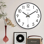 horloge murale quartz aiguille noir blanc simple facile lecture minimaliste sans tic tac moderne