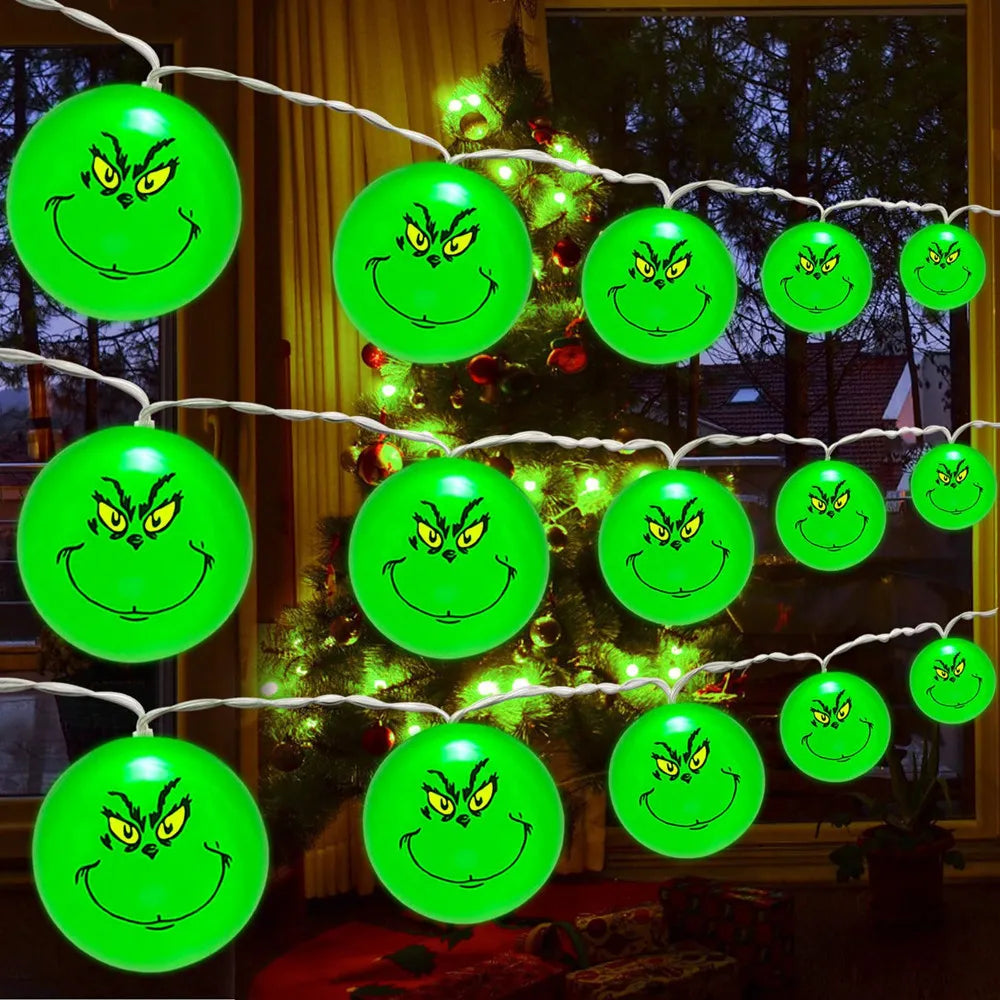 guirlande lumineuse vert souriant clips 10 leds 20 leds 40 leds décoration noël anniversaire