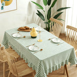 nappe table verte blanche rayures plissée volants imperméable polyester moderne printemps été automne hiverextérieur