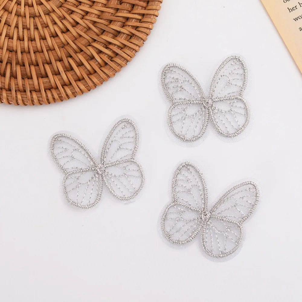 appliques papillon dentelle brodée transparentes couleurs variées polyester 4.5cm 4.0cm DIY trims patches oniriques